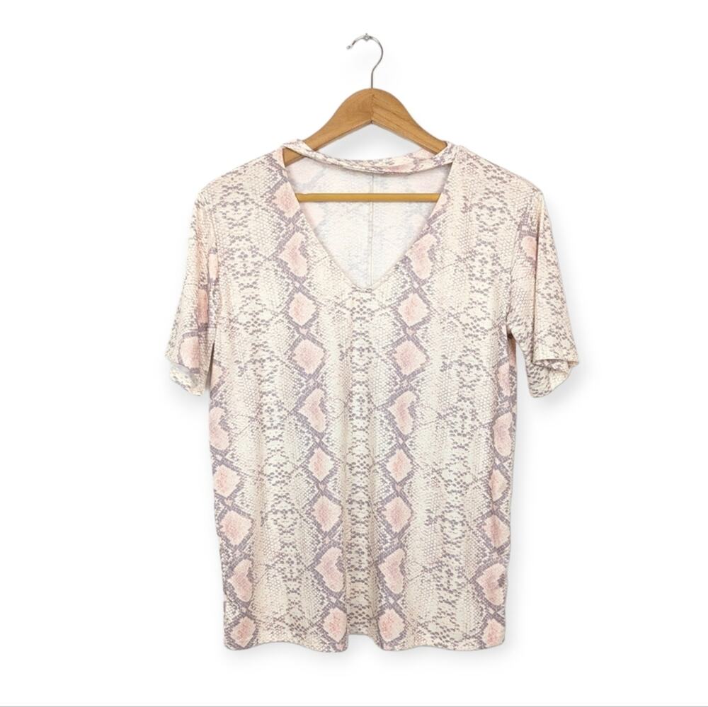 143 Story By Line Up Women Top Snakeskin Print Short Sleeve Top Size M